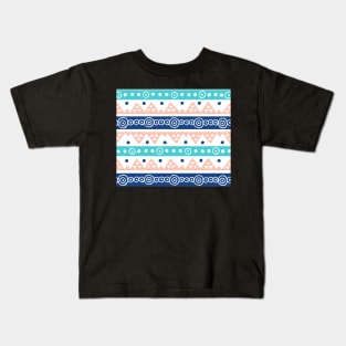 Coral Blue Teal hand drawn pattern tribal Kids T-Shirt